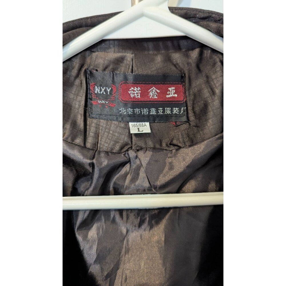 Vintage Mens Traditional Chinese Jacket Large Dragon Brown Satin House Coat - Picture 7 of 12